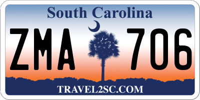 SC license plate ZMA706