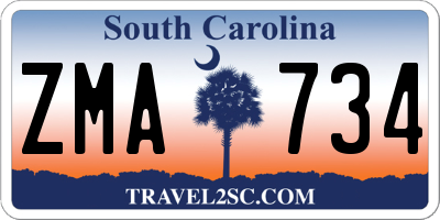 SC license plate ZMA734