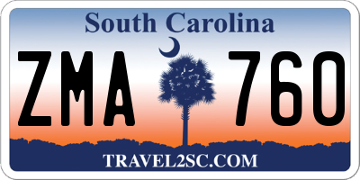 SC license plate ZMA760