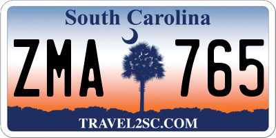 SC license plate ZMA765