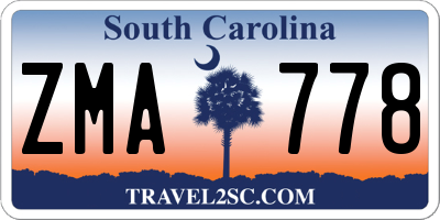 SC license plate ZMA778