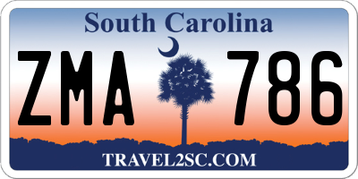 SC license plate ZMA786