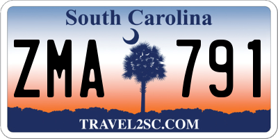 SC license plate ZMA791