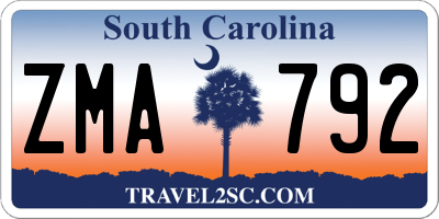 SC license plate ZMA792
