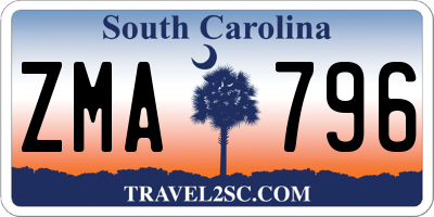 SC license plate ZMA796