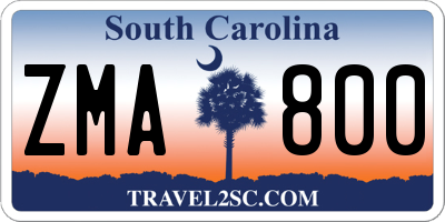 SC license plate ZMA800