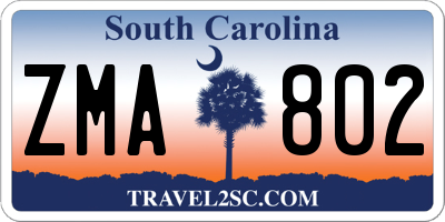 SC license plate ZMA802