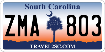 SC license plate ZMA803