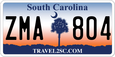 SC license plate ZMA804