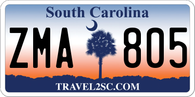SC license plate ZMA805