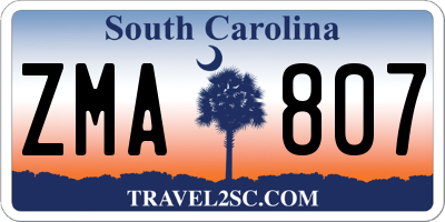 SC license plate ZMA807