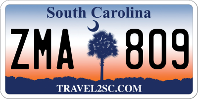 SC license plate ZMA809