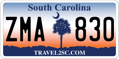 SC license plate ZMA830