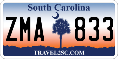 SC license plate ZMA833