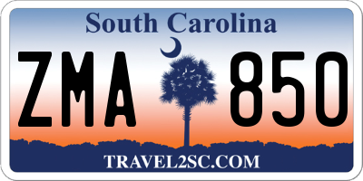 SC license plate ZMA850