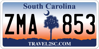 SC license plate ZMA853