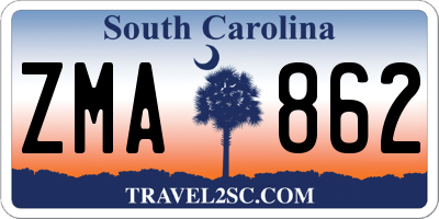 SC license plate ZMA862