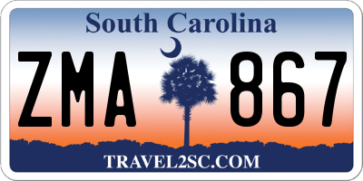SC license plate ZMA867