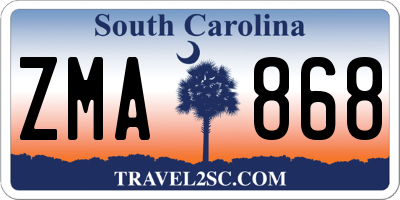 SC license plate ZMA868