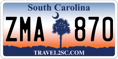SC license plate ZMA870