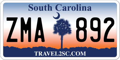 SC license plate ZMA892