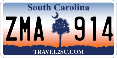 SC license plate ZMA914