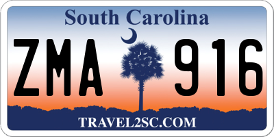 SC license plate ZMA916