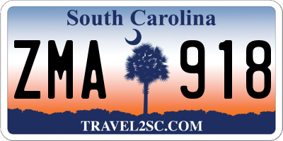 SC license plate ZMA918