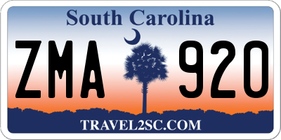 SC license plate ZMA920
