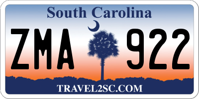 SC license plate ZMA922