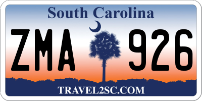 SC license plate ZMA926