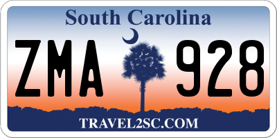 SC license plate ZMA928
