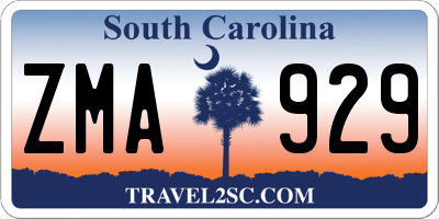 SC license plate ZMA929