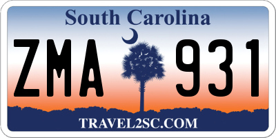 SC license plate ZMA931