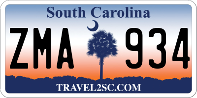 SC license plate ZMA934