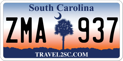 SC license plate ZMA937