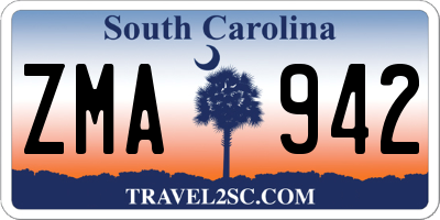 SC license plate ZMA942