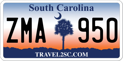 SC license plate ZMA950