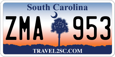 SC license plate ZMA953