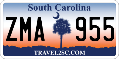 SC license plate ZMA955