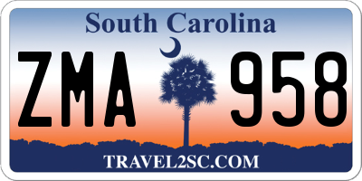 SC license plate ZMA958