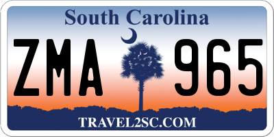 SC license plate ZMA965