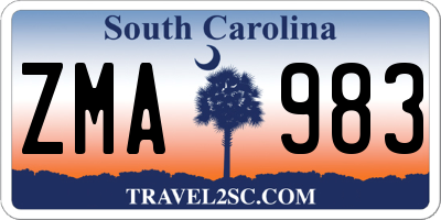 SC license plate ZMA983