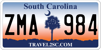 SC license plate ZMA984