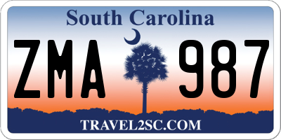 SC license plate ZMA987