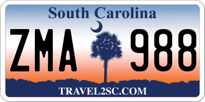 SC license plate ZMA988