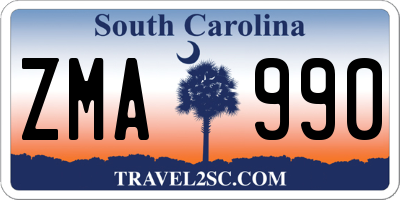 SC license plate ZMA990