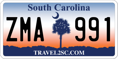 SC license plate ZMA991