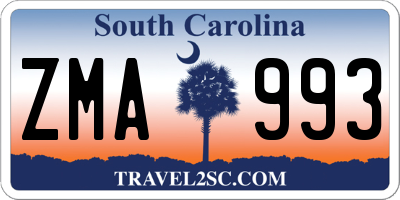 SC license plate ZMA993