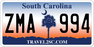 SC license plate ZMA994
